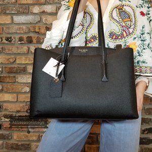 Kate Spade Margaux Leather WORK TOTE Black Laptop